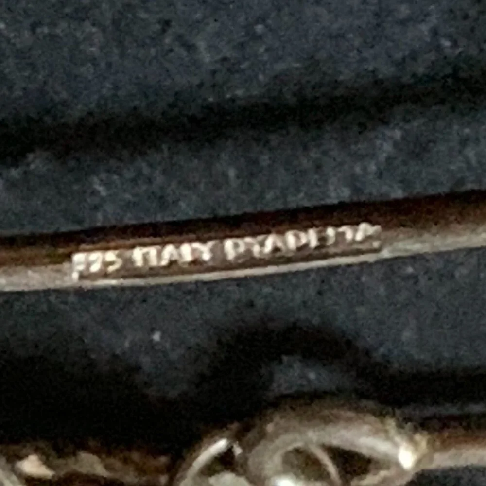 Sterling Silver Diamond Cut Dangle Earrings Italy Signed Dyadema - Picture 4 of 4